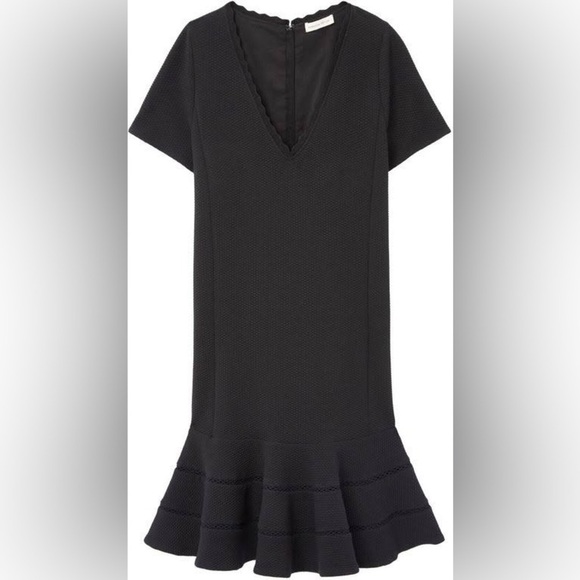 NWT $395 REBECCA TAYLOR Stretch Texture Little Black Dress Black Size 4 - Picture 4 of 11
